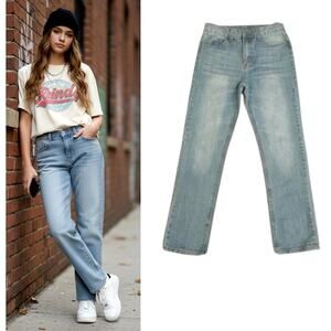 Rocawear Classic Streetwear Jeans Girls Sz 14 ( 27 x 28)  Med Wash Straight Leg